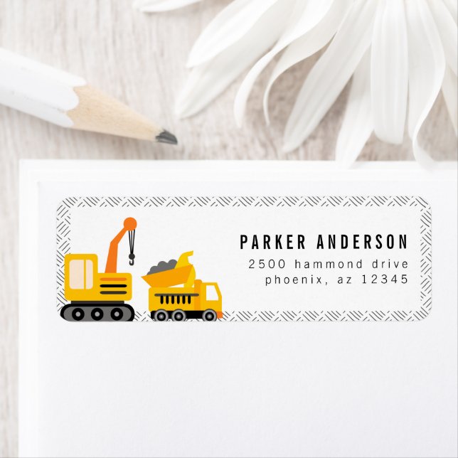 Construction Trucks Theme Address Return Address Label (Insitu)