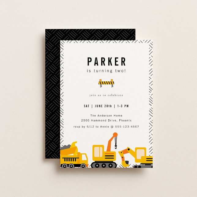 Construction Trucks Theme Birthday Invitation (Creator Uploaded)