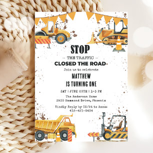 Construction Trucks Theme Joint Birthday  Invitation