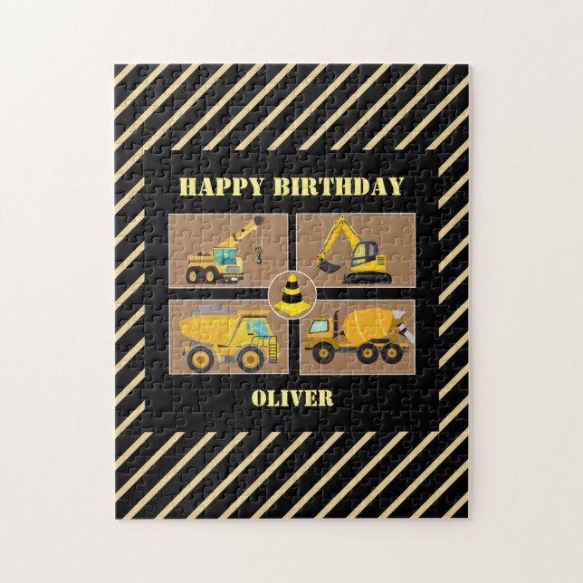 Construction Trucks | Theme Kids Birthday Jigsaw Puzzle (Vertical)