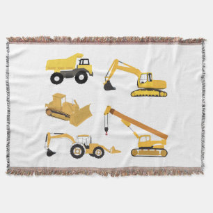 Construction Trucks Throw Blanket