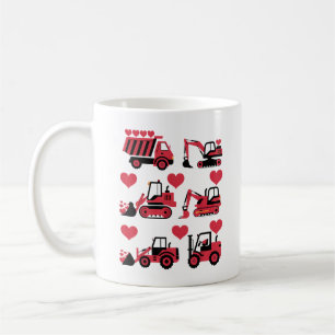 Construction Trucks Valentines Day Hearts Love Coffee Mug