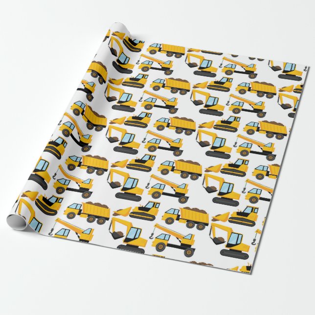 Construction Trucks Wrapping Paper (Unrolled)
