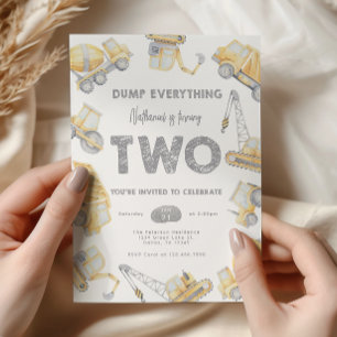 Construction TWO 2nd Birthday Party Invitation