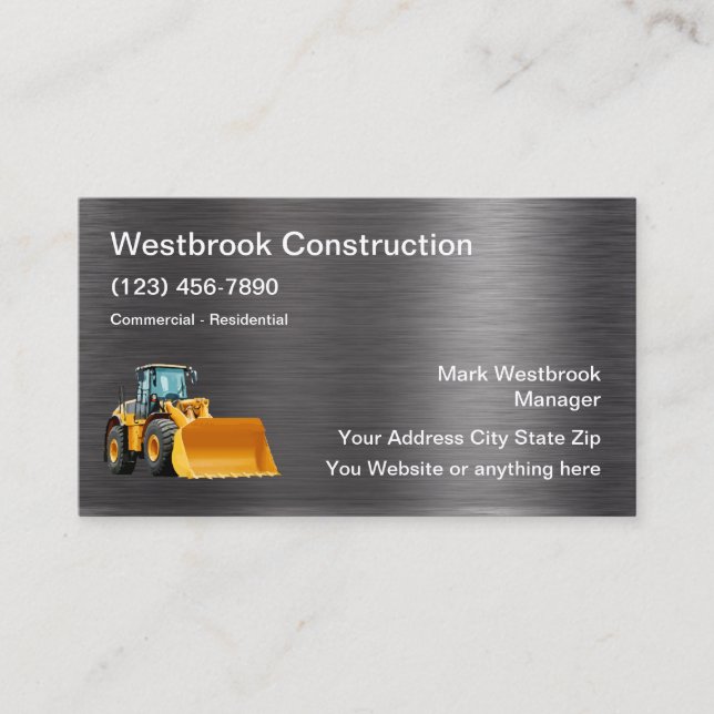 Construction Unique Modern Business Cards (Front)