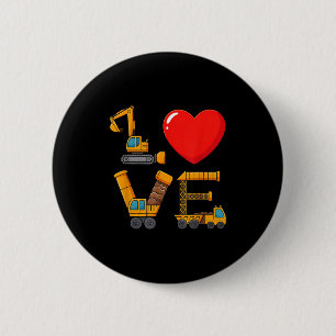 Construction Valentine Love Spelled With Trucks Ex 6 Cm Round Badge