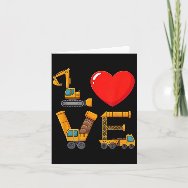 Construction Valentine Love Spelled With Trucks Ex Card (Front)