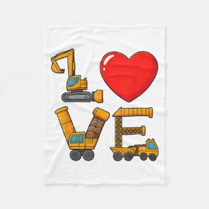 Construction Valentine Love Spelled With Trucks Ex Fleece Blanket
