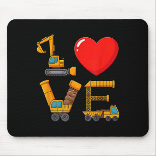 Construction Valentine Love Spelled With Trucks Ex Mouse Pad
