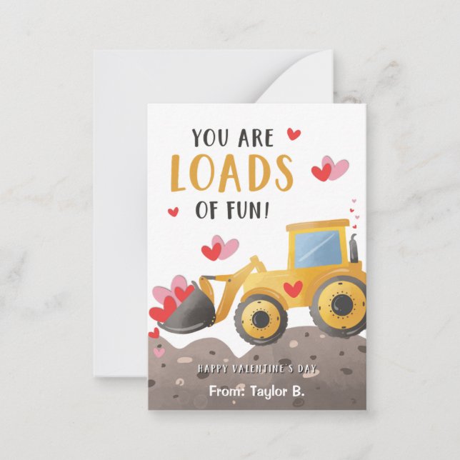 Construction Valentine's Day Card for Kids (Front)