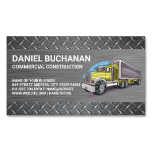 Construction Vehicle   Big Rig Truck   Driver Magnetic Business Card