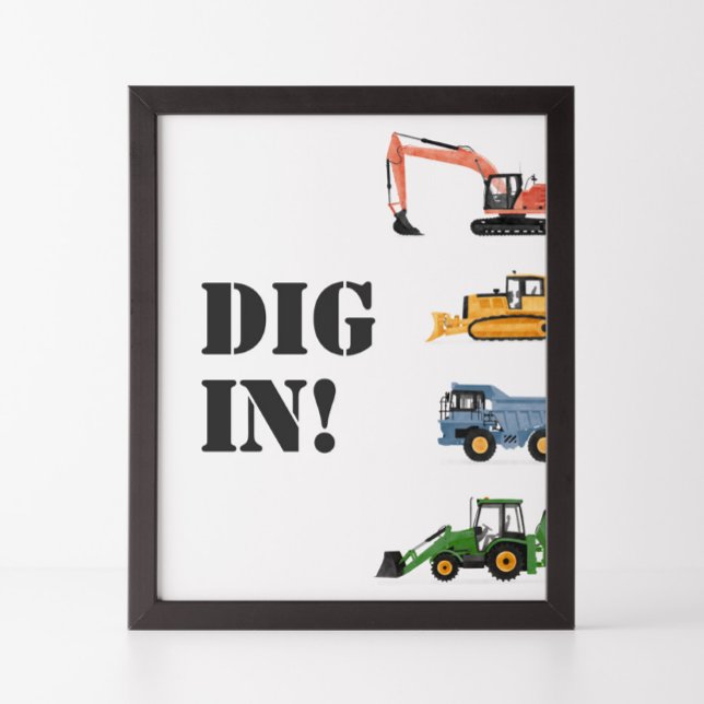 Construction Vehicle Birthday Dig in Food Sign (Creator Uploaded)