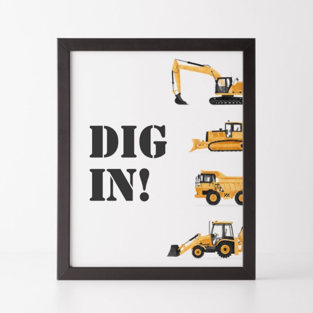 Construction Vehicle Birthday Dig in Food Sign (Creator Uploaded)
