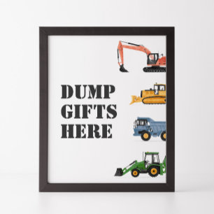 Construction Vehicle Birthday Dump Gifts Here Sign