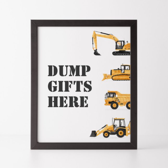 Construction Vehicle Birthday Dump Gifts Here Sign (Creator Uploaded)