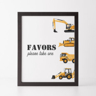 Construction Vehicle Birthday Favours Sign