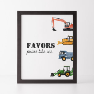 Construction Vehicle Birthday Favours Sign