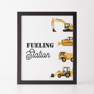 Construction Vehicle Birthday Fuelling Station Sig Poster