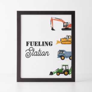 Construction Vehicle Birthday Fuelling Station Sig Poster
