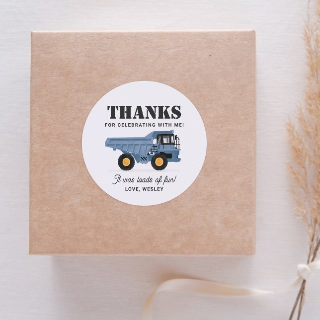 Construction Vehicle Birthday Party Classic Round Sticker (Creator Uploaded)