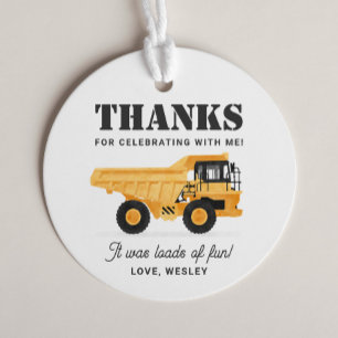 Construction Vehicle Birthday Party Favour Tags