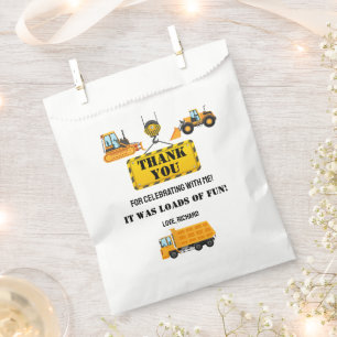 Construction Vehicle Birthday Party Thank You Favour Bag