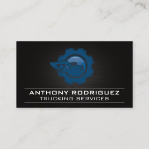Construction Vehicle Blue Gear Logo Business Card