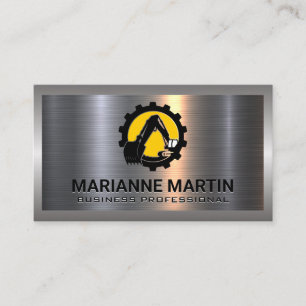 Construction Vehicle Bulldozer Metallic Business Card