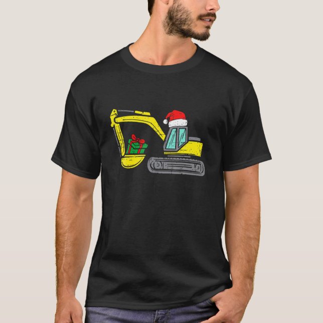 Construction Vehicle Christmas Red Trucks Winter B T-Shirt (Front)