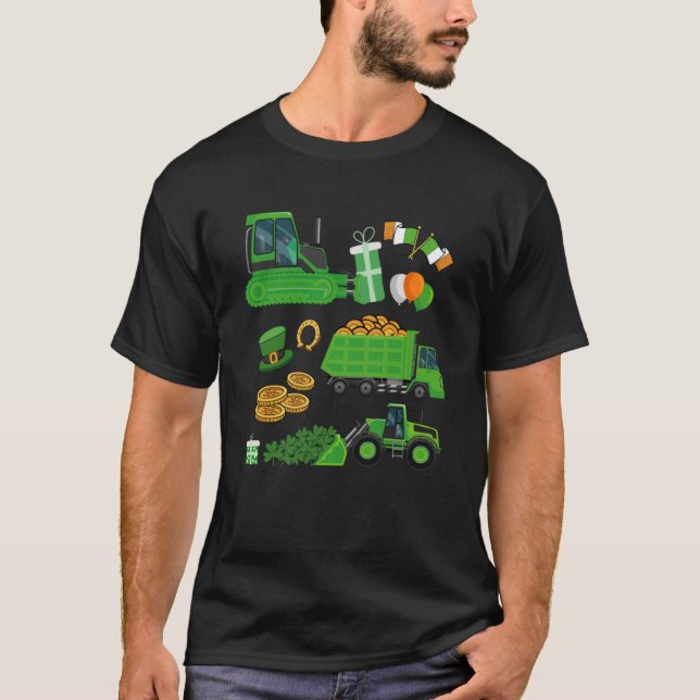 Construction Vehicle Crane Truck C St Patricks Day T-Shirt (Front)