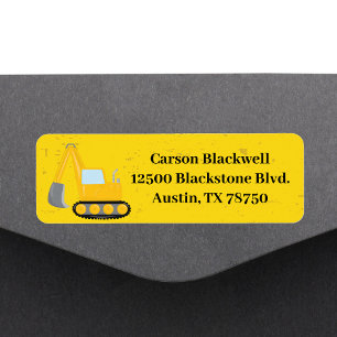 Construction Vehicle Custom Kids Return Address Label