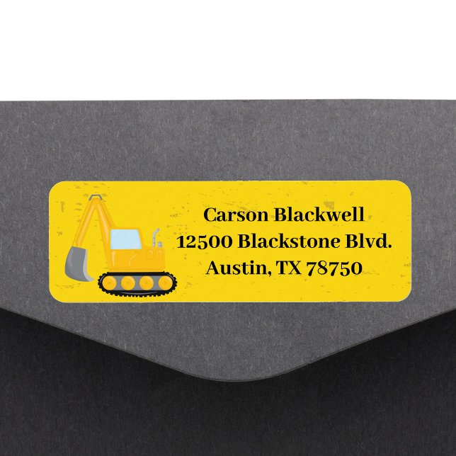 Construction Vehicle Custom Kids Return Address Label (Creator Uploaded)