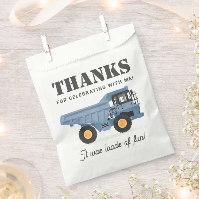 Construction Vehicle Dump Truck Birthday Favour Bag (Clipped)