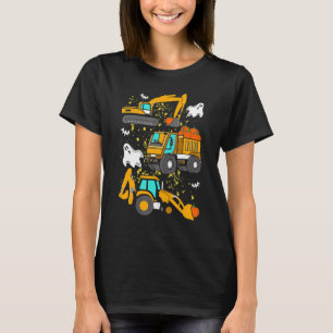 Construction Vehicle Halloween Crane Truck Pumpkin T-Shirt