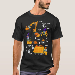 Construction Vehicle Halloween Crane Truck Pumpkin T-Shirt