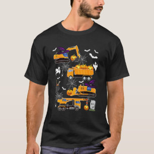 Construction Vehicle Halloween Crane Truck Pumpkin T-Shirt