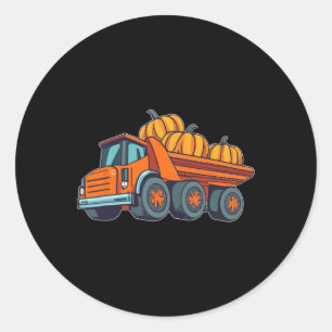 Construction Vehicle Halloween Truck Pumpkin Boys Classic Round Sticker