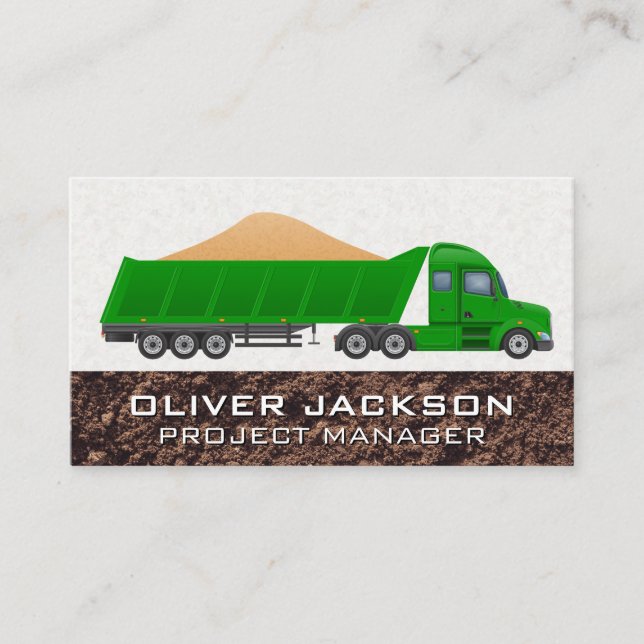 Construction Vehicle Hauling Raw Material Business Card (Front)