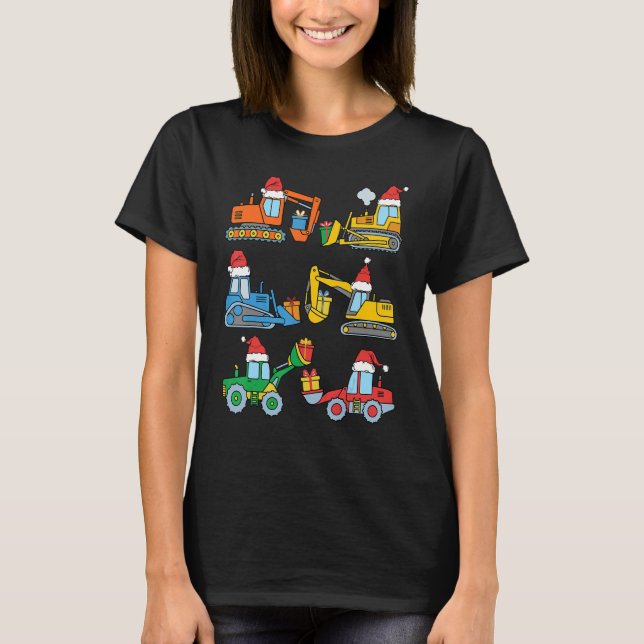 Construction Vehicle Heavy Trucks Christmas Boys G T-Shirt (Front)