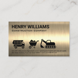 Construction Vehicle Icons   Gold Metallic Appointment Card