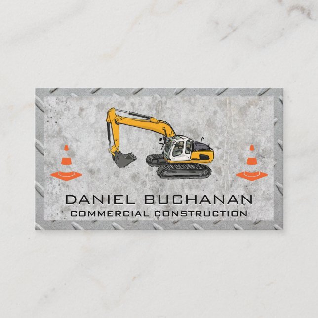 Construction Vehicle | Metal and Concrete Business Card (Front)