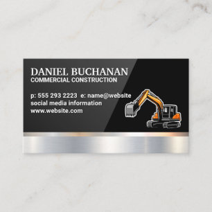 Construction Vehicle Metallic Black Gloss Business Card