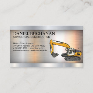 Construction Vehicle   Metallic Industrial  Business Card