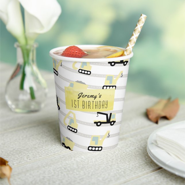 Construction Vehicle Pattern Birthday Paper Cups (Insitu)