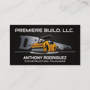 Construction Vehicle   Real Estate City Skyline Business Card