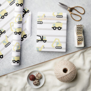 Construction Vehicle & Road Pattern Wrapping Paper