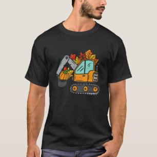 Construction Vehicle Thanksgiving Pumpkin Fall Aut T-Shirt