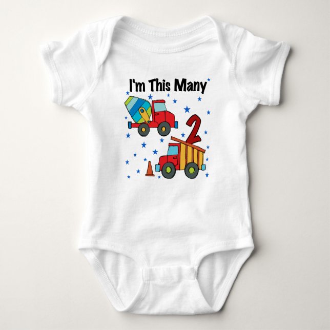 Construction Vehicles 2nd Birthday Gifts Baby Bodysuit (Front)