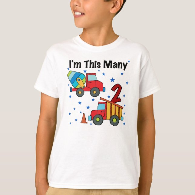 Construction Vehicles 2nd Birthday Gifts T-Shirt (Front)