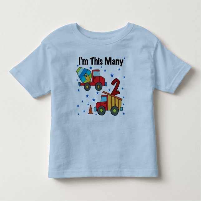 Construction Vehicles 2nd Birthday Gifts Toddler T-Shirt (Front)